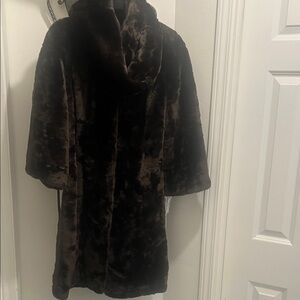 Laundry By Shelli Segal Dark Brown Faux Fur Coat